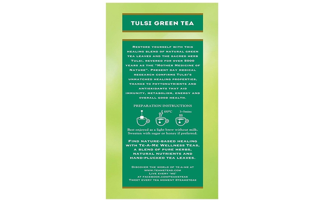 Te-A-Me Tulsi Green Tea Restore   Box  25 pcs